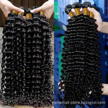 Wholesale 12A GRadeon deep wave  Raw Brazilian Hair Virgin Cuticle Aligned Hair Bundles